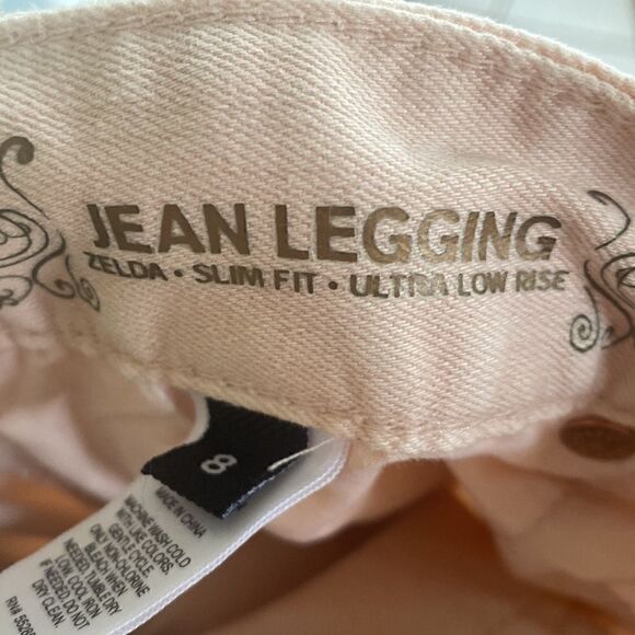 Express. Baby pink jean leggings with gold accent buttons. Woman’s 8. NWOT. - Picture 5 of 5